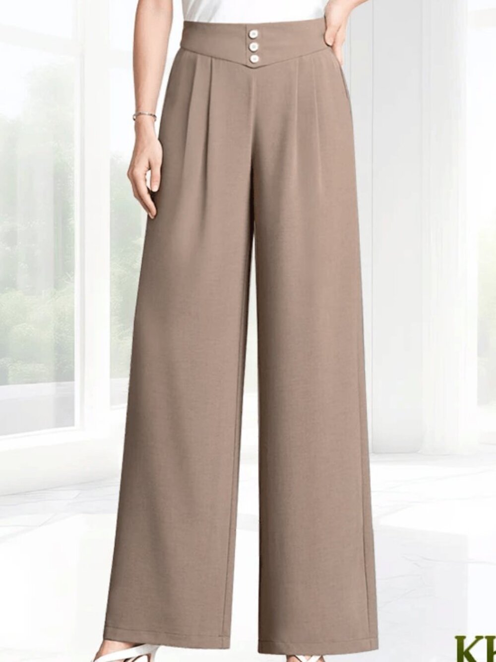 EllaFlow - Soft Flowy High-Waist Pull-On Wide-Leg Pants